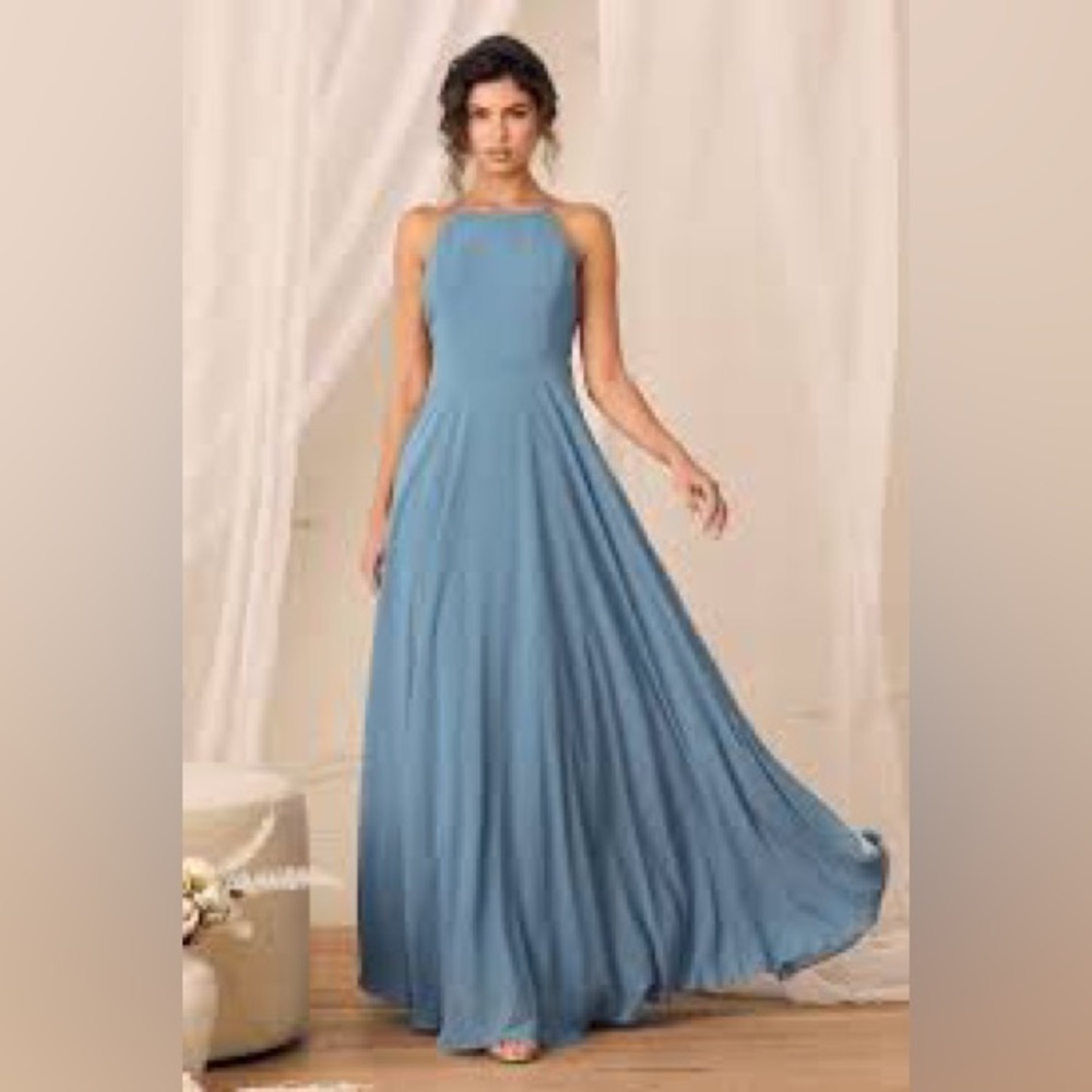 Lulu's Blue Halter Wedding Dress - Picture 1 of 3